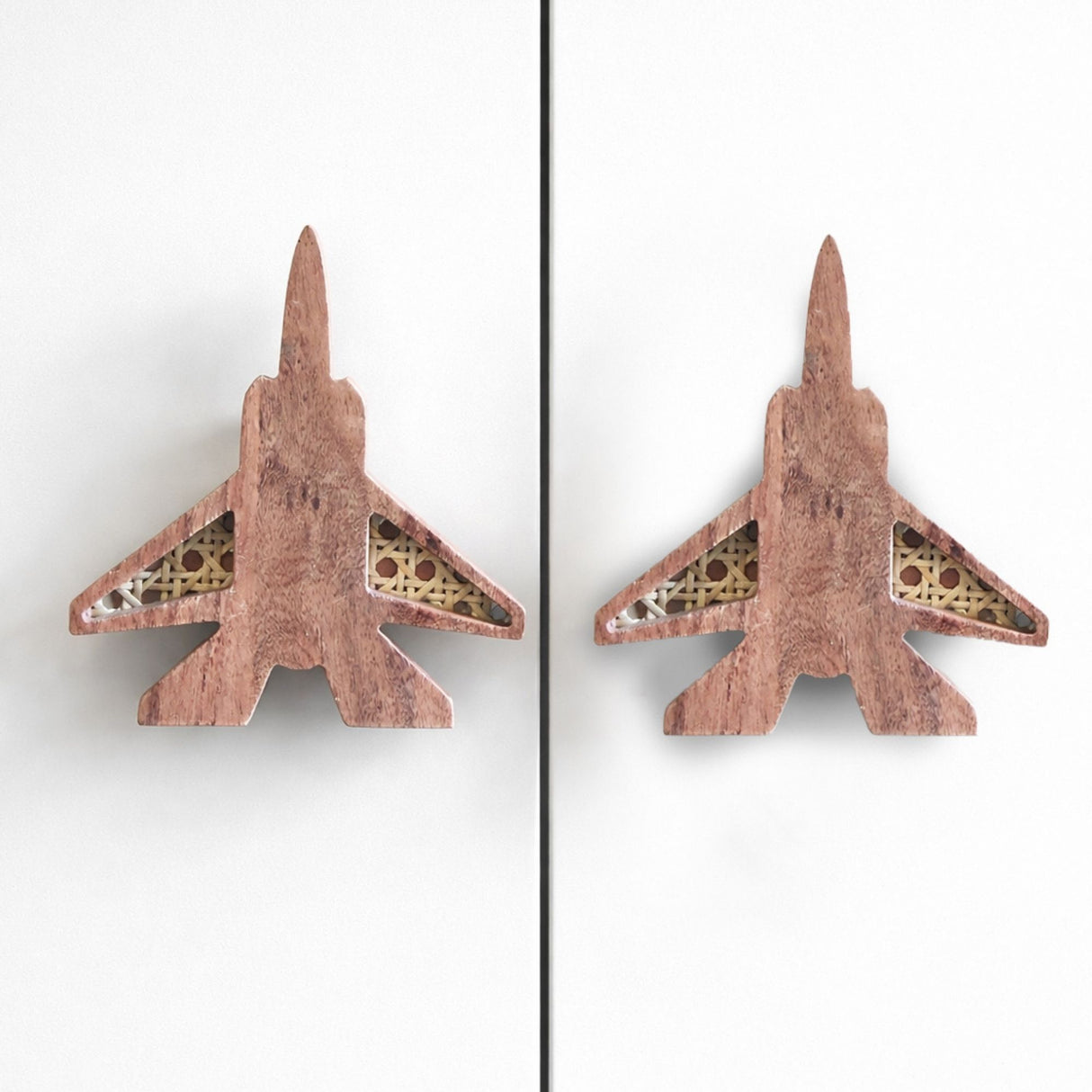 Fighter Jet Wood & Cane Handles / Drawer – Handcrafted Kids Room Hardware | Pinch of Pretty