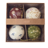 Paper Mache Floral Christmas Ornament (Set of 4)