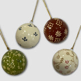 Paper Mache Floral Christmas Ornament (Set of 4)