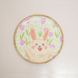 Happy Bunny Floral Wood Plate– Handcrafted Pastel Easter Kids Dinnerware | Pinch of Pretty