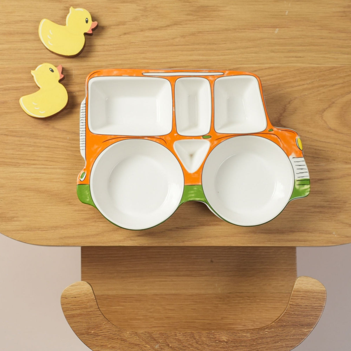 Orange Car Ceramic Plate – Handcrafted Kids Dinnerware | Pinch of Pretty