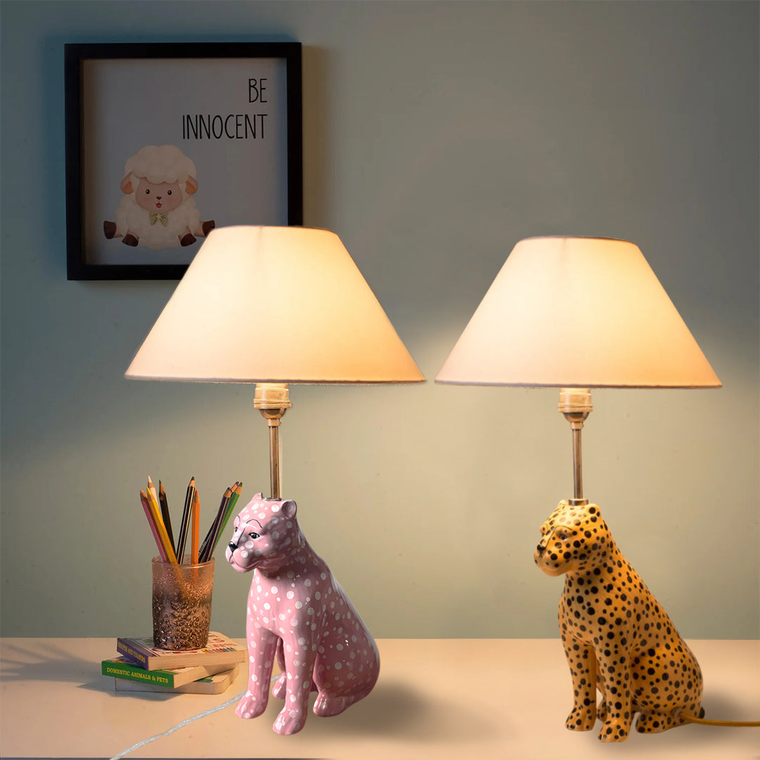 Pink Leopard & Yellow Leopard Lamp Combo