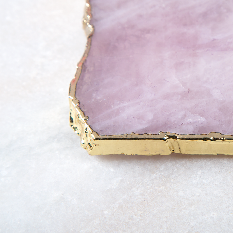 Pink quartz coaster