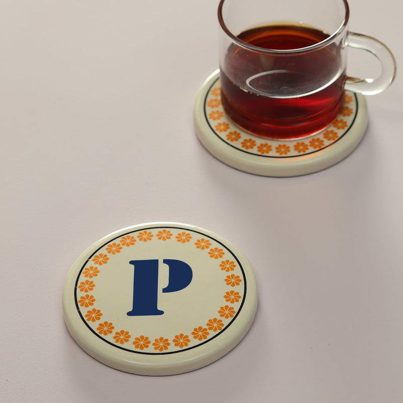 Monogram P coaster