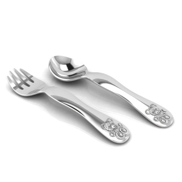 Silver Plated Spoon & Fork Set - Teddy bear