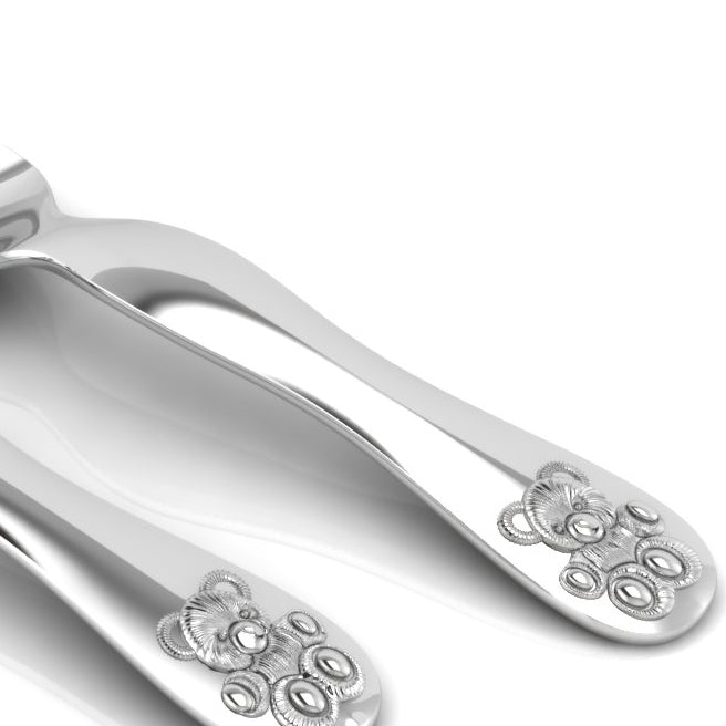Silver Plated Spoon & Fork Set - Teddy bear