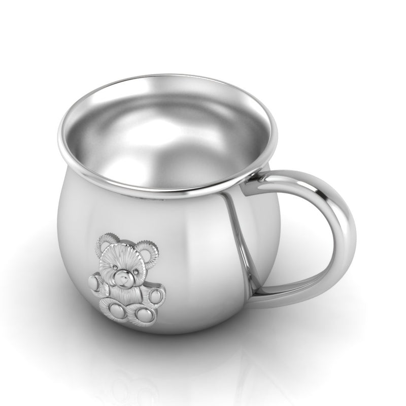 Silver Plated baby Cup with Embossed Teddy