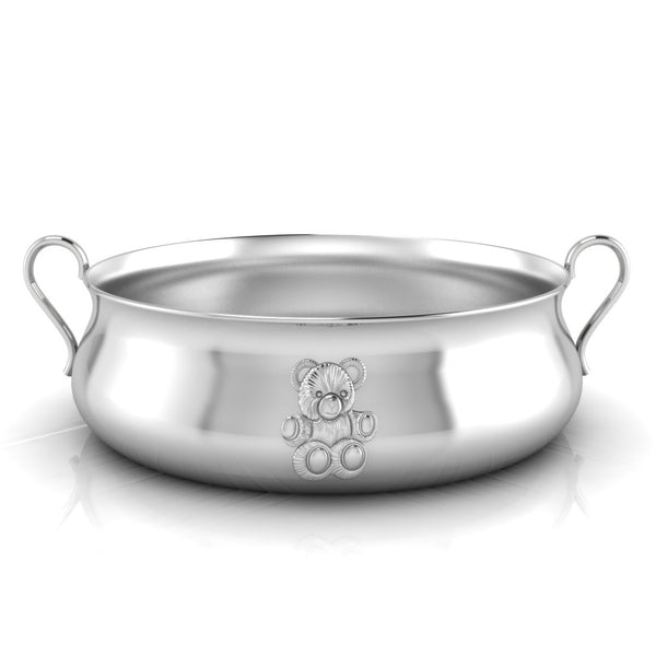 Silver Plated Bowl for Baby & Child - Teddy embossed Feeding Porringer