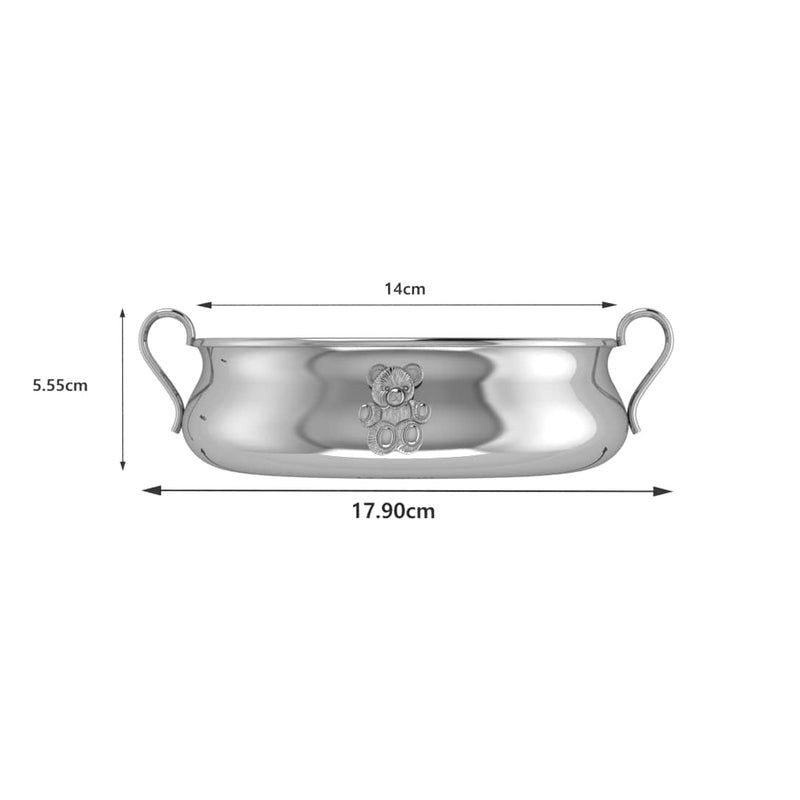 Silver Plated Bowl for Baby & Child - Teddy embossed Feeding Porringer