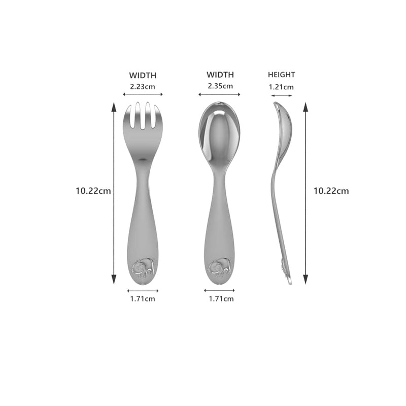 Silver Plated Baby Spoon & Fork Set - Cute Piggy