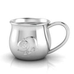 Silver Plated Baby Cup with Embossed Piggy