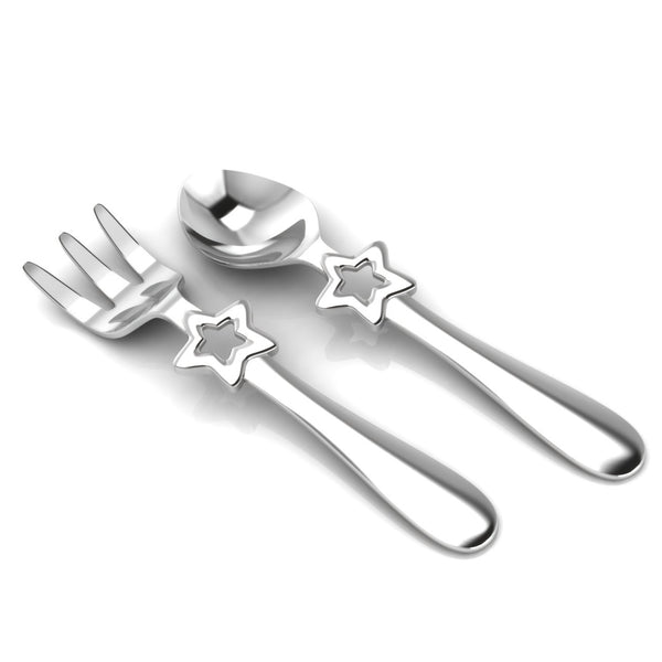 Silver Plated Baby Spoon & Fork Set - Be a Star