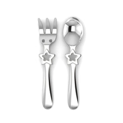 Silver Plated Baby Spoon & Fork Set - Be a Star