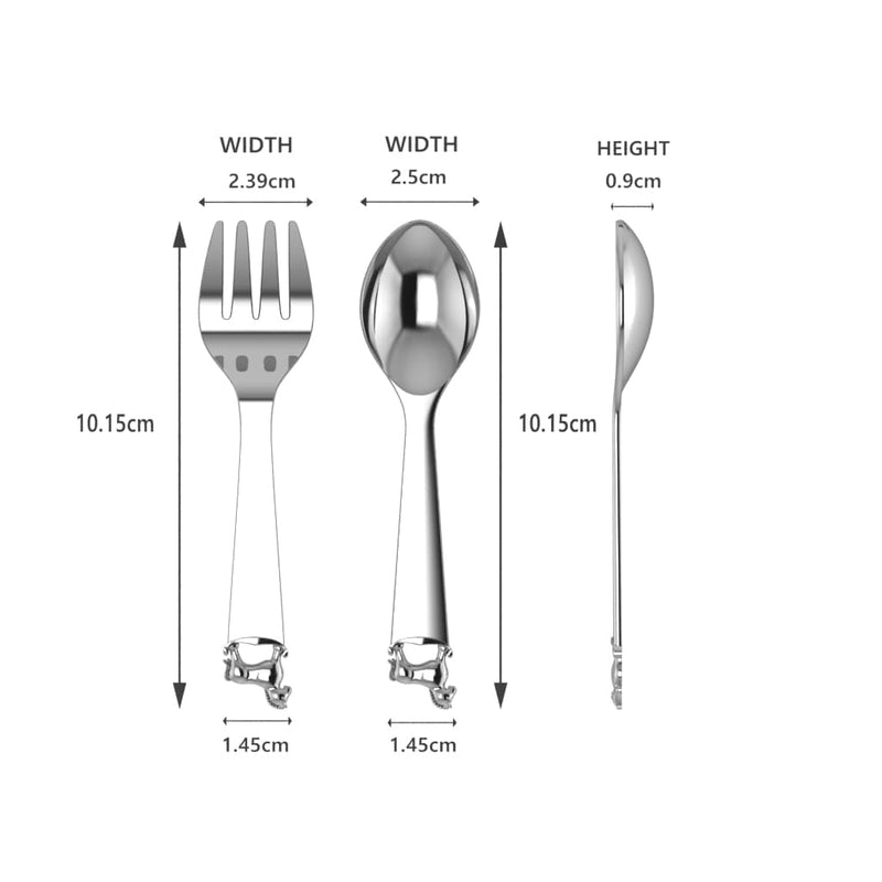 Silver Plated Baby Spoon & Fork Set - Rocking Horse