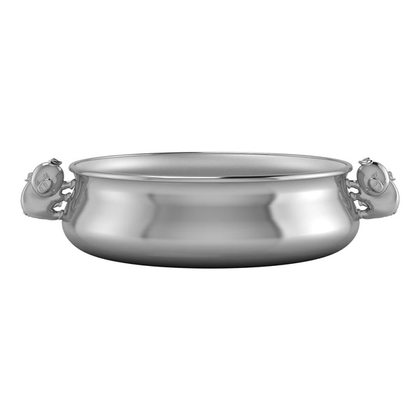 Silver Plated Bowl for Baby & Child - Piggy Handle Feeding Porringer