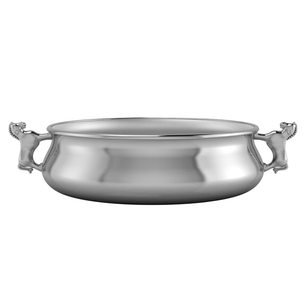 Silver Plated Bowl for Baby & Child - Horse Handle Feeding Porringer