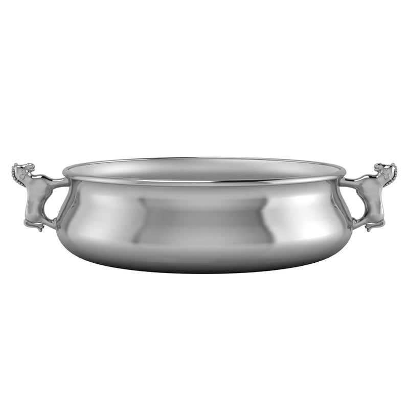 Silver Plated Bowl for Baby & Child - Horse Handle Feeding Porringer