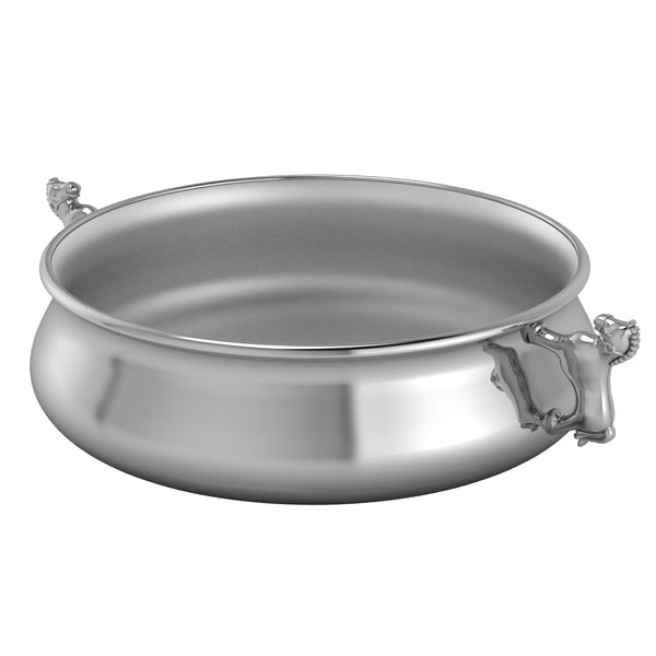 Silver Plated Bowl for Baby & Child - Horse Handle Feeding Porringer