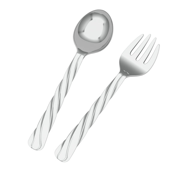 Silver Plated Baby Spoon & Fork Set - Classic Twisted