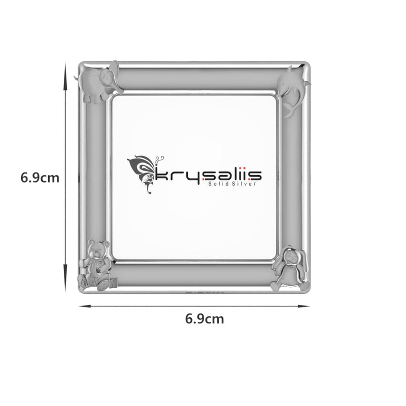 Silver Plated Photo Frame for Baby & Kids- Square with Animal Motifs