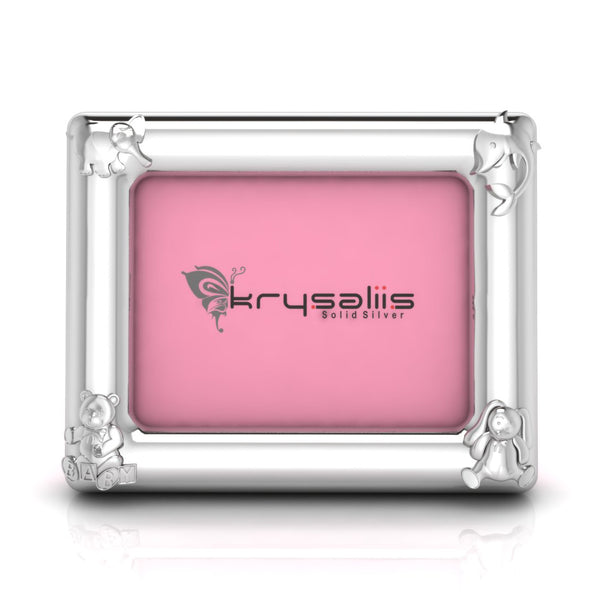 Silver Plated Photo Frame for Baby & Kids- Rectangle with Animal Motifs