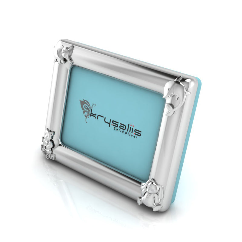 Silver Plated Photo Frame for Baby & Kids- Rectangle with Animal Motifs