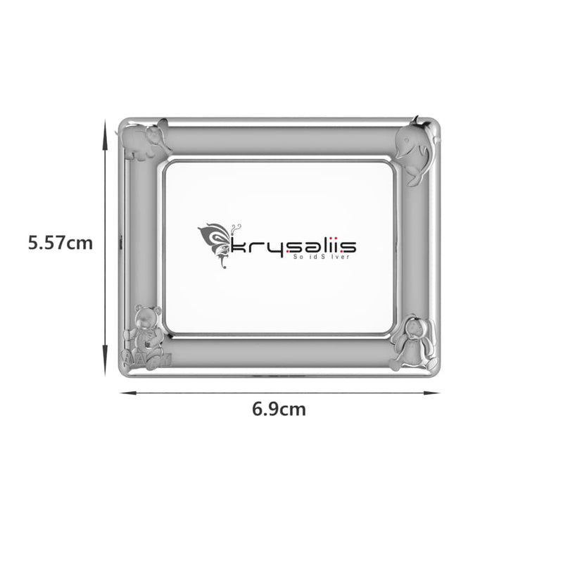 Silver Plated Photo Frame for Baby & Kids- Rectangle with Animal Motifs