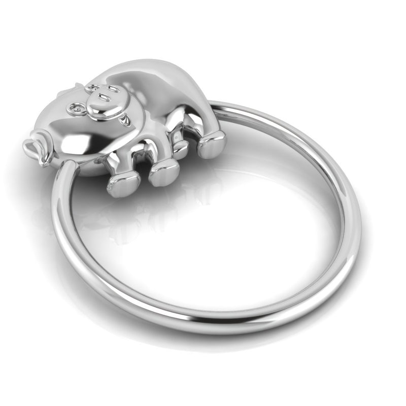 Silver Plated Baby Rattle - Piggy Ring