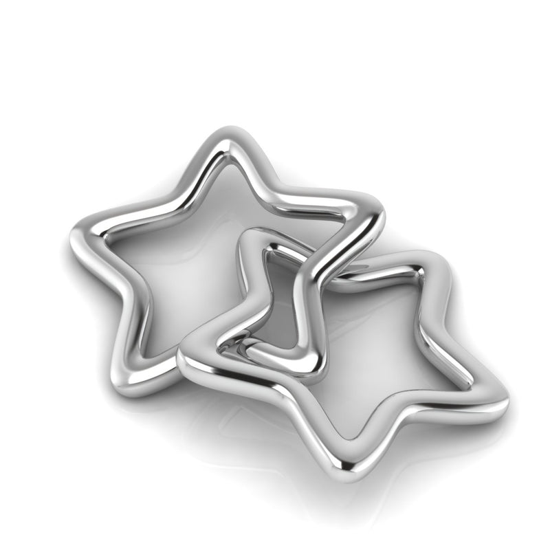 Silver Plated Star Ring Baby Rattle