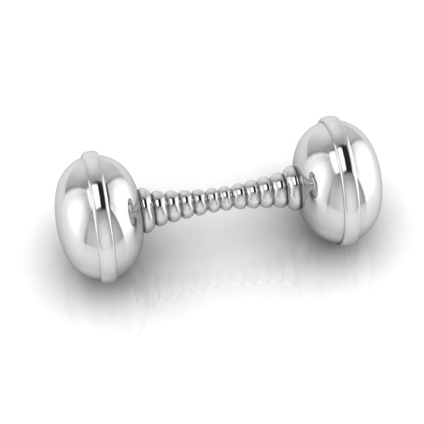 Silver Plated Baby Rattle - Twisted Dumbbell